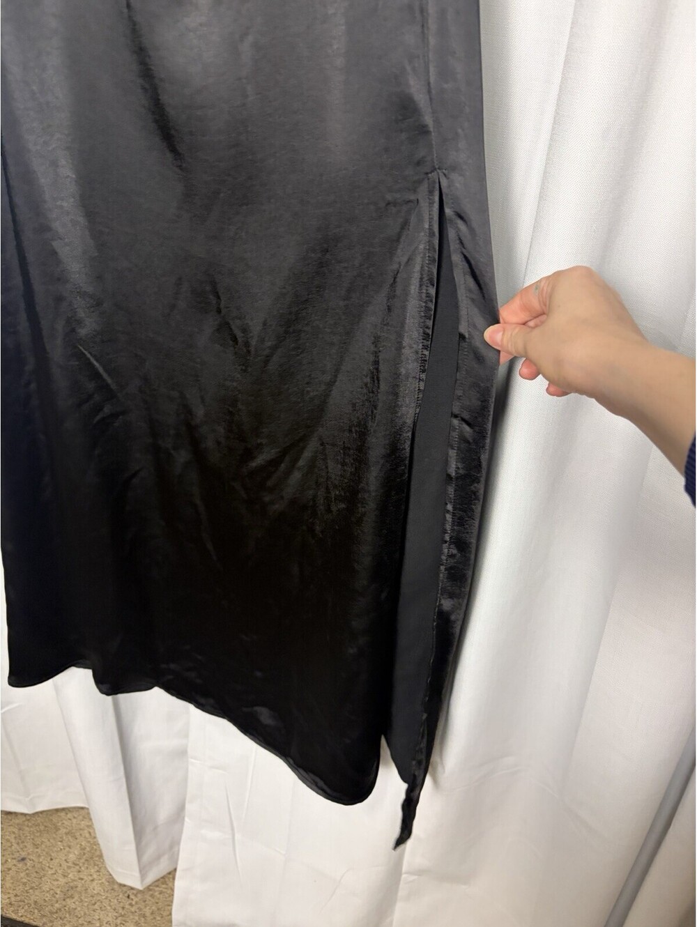 NWT Lena Satin Colorblock Black & Cream Midi Cutout Slip Dress. Medium $78 - Picture 4 of 9